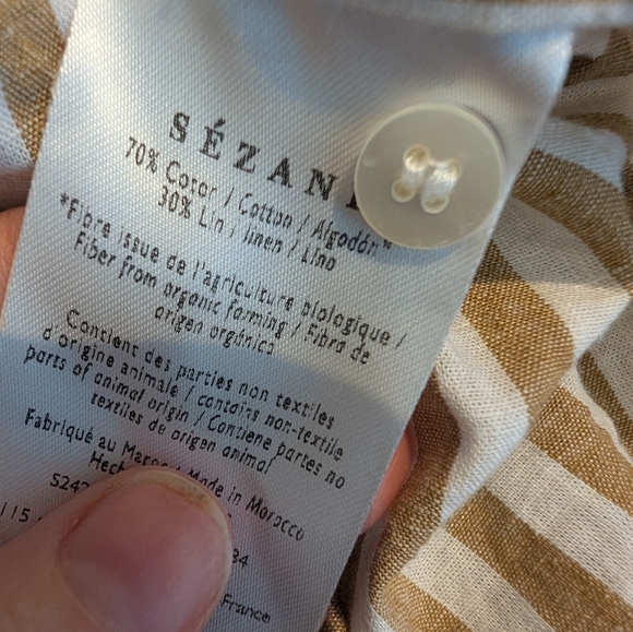 Sézane Tomboy Shirt in Tan Stripe Linen - Picture 5 of 5